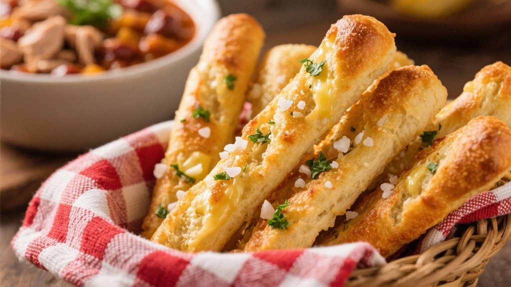 cozy garlic breadsticks complement chili