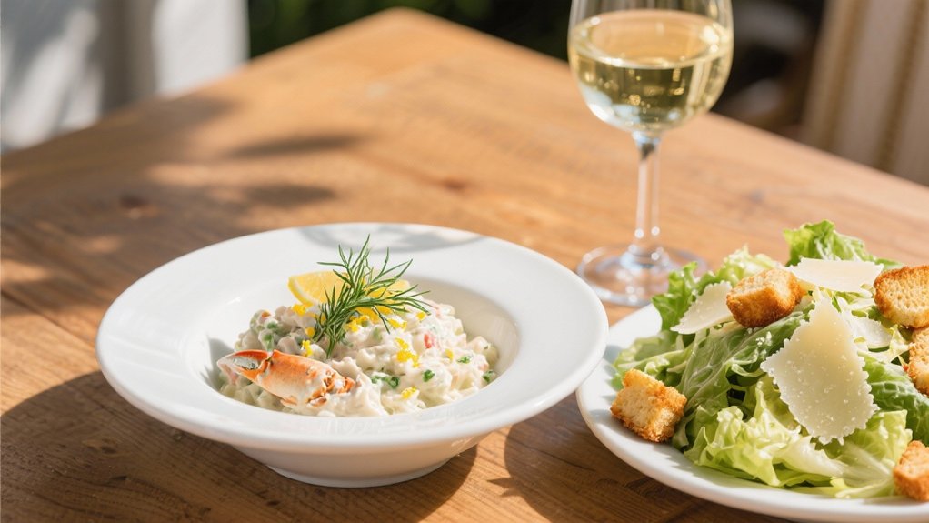 crab and caesar salad pairing