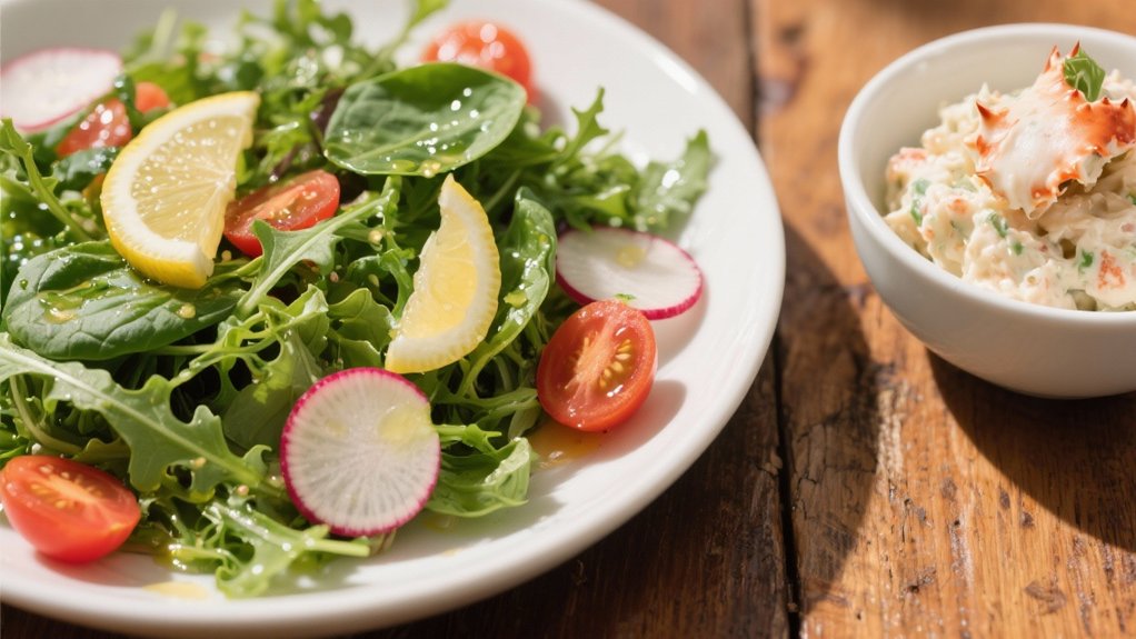 crab salad and mixed greens