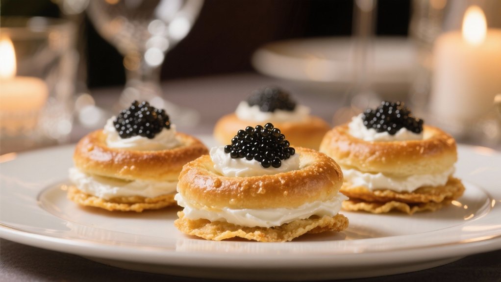 cream cheese caviar bagel chips