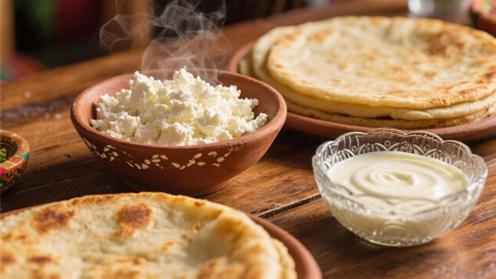 creamy accompaniments enhance pupusas