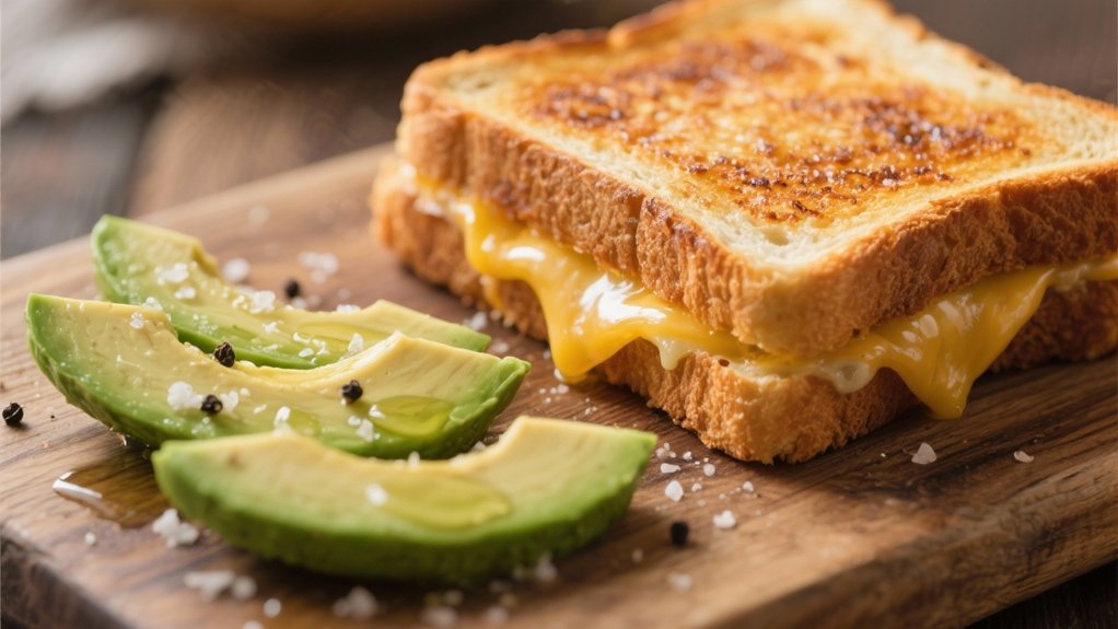 creamy avocado enhances grilled cheese