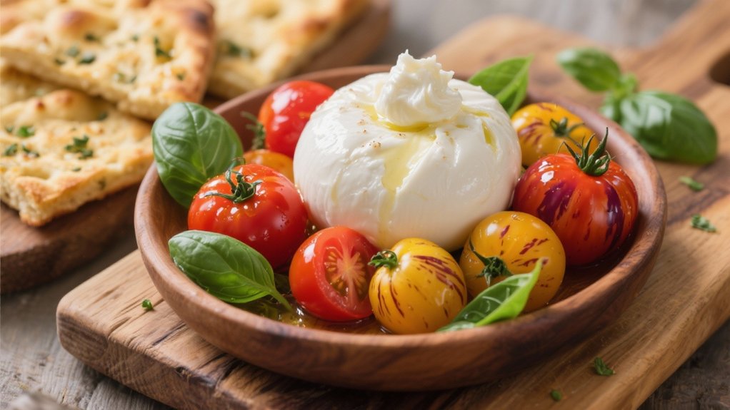 creamy burrata with tomatoes