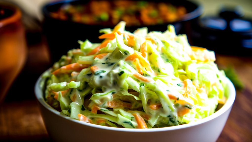 creamy coleslaw adds crunch