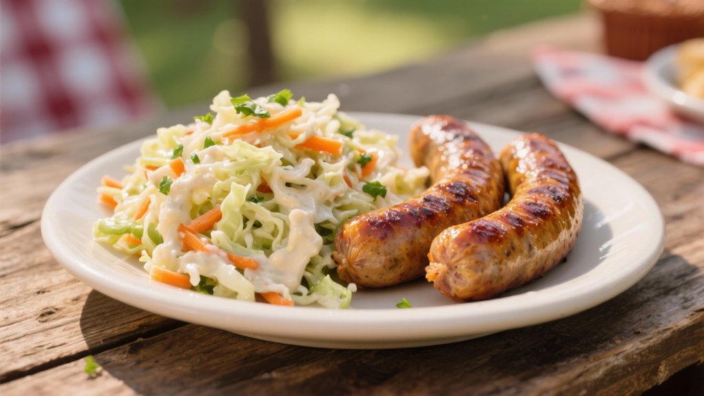 creamy coleslaw complements boudin