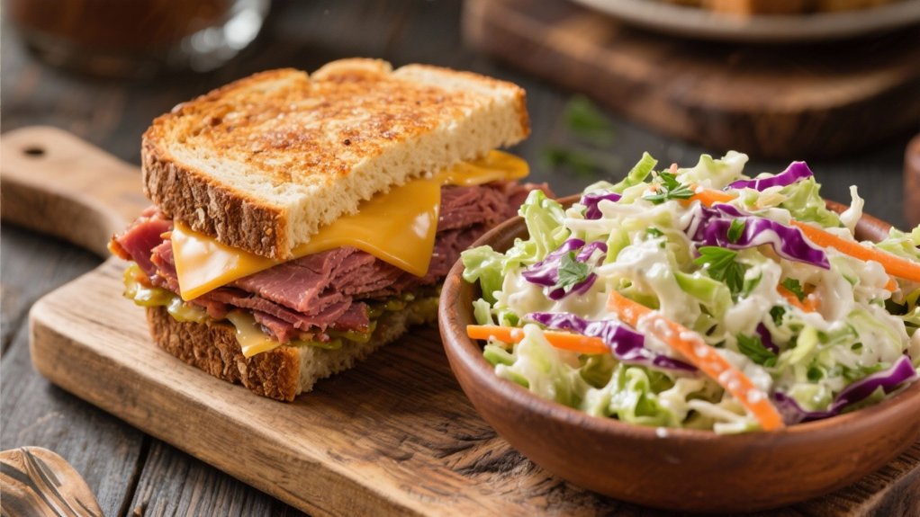 creamy coleslaw complements reuben sandwiches