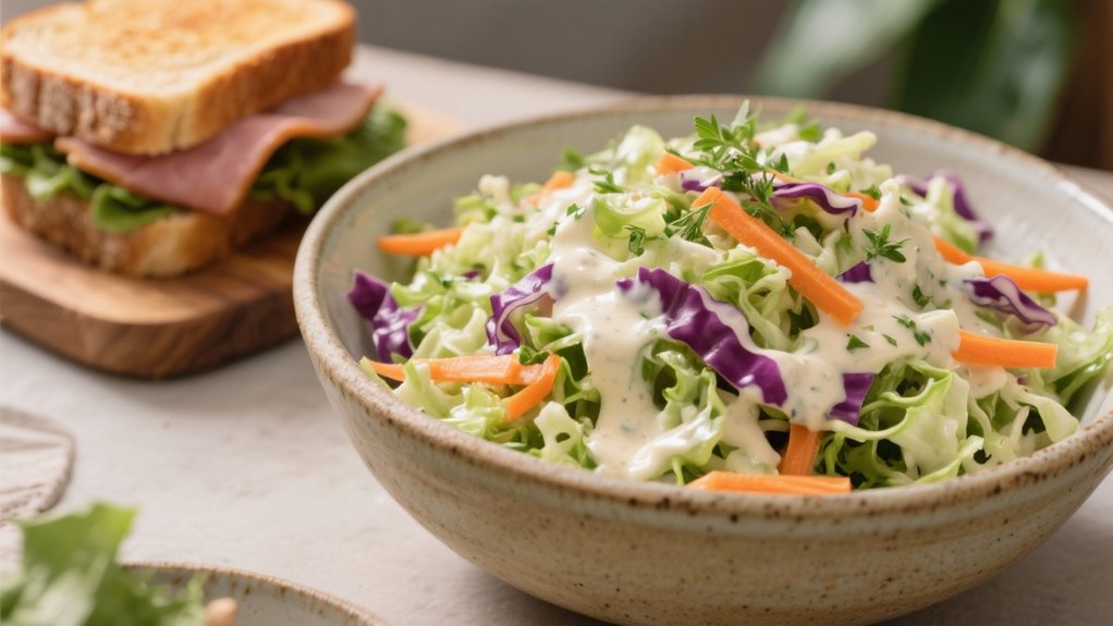 creamy coleslaw complements sandwiches