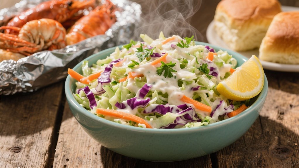 creamy coleslaw complements seafood