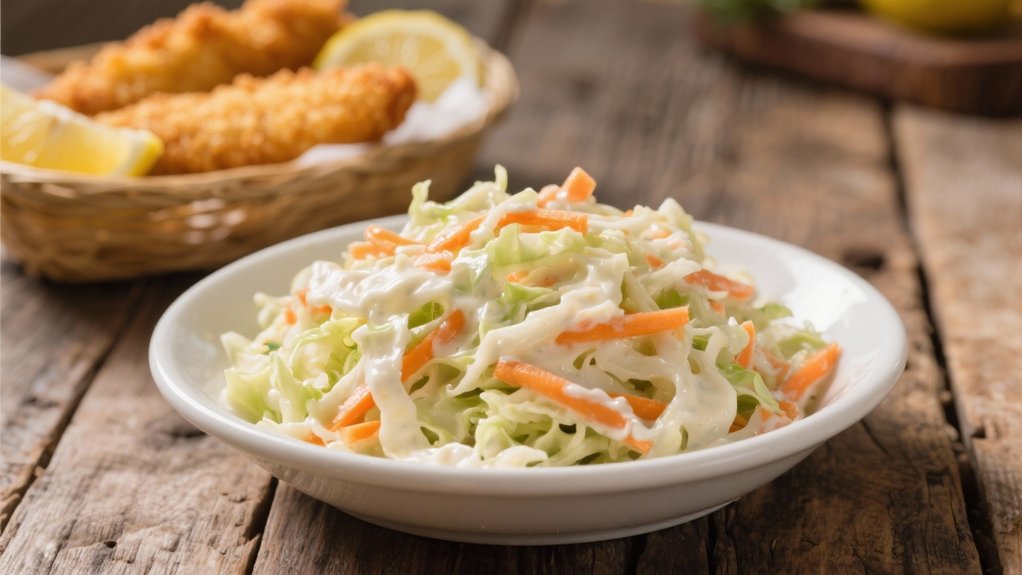 creamy coleslaw complements seafood