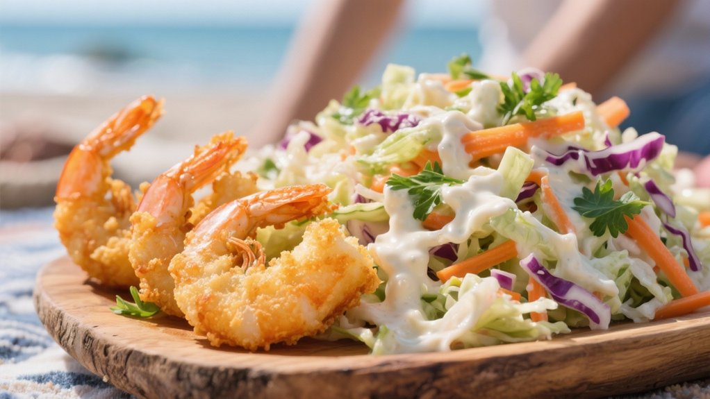creamy coleslaw complements shrimp
