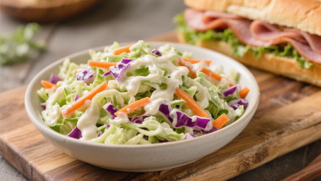 creamy coleslaw complements subs