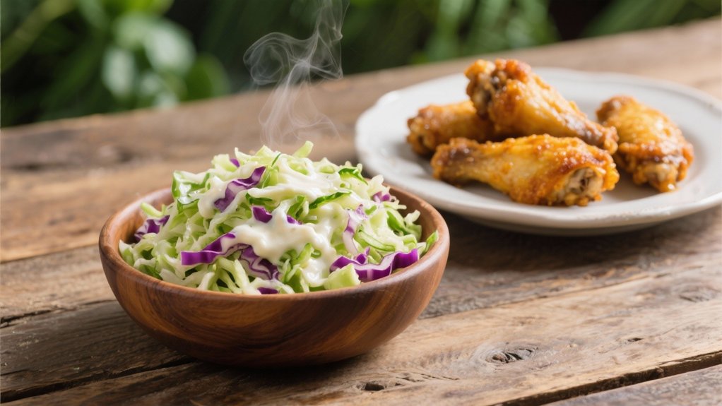 creamy coleslaw complements wings