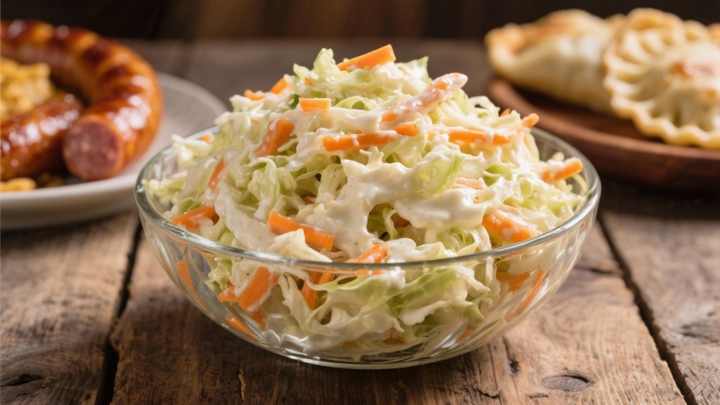 creamy coleslaw contrasts robust dishes