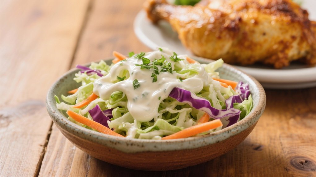 creamy coleslaw enhances chicken