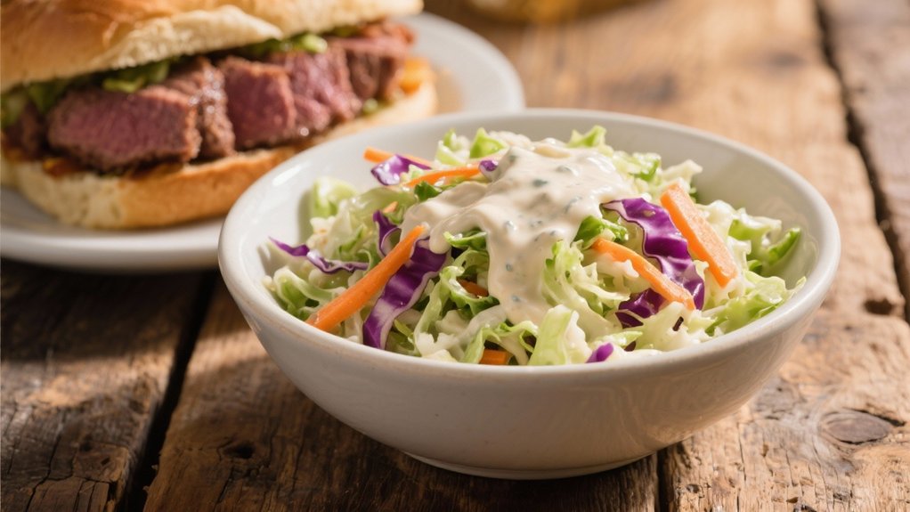 creamy coleslaw enhances sandwiches
