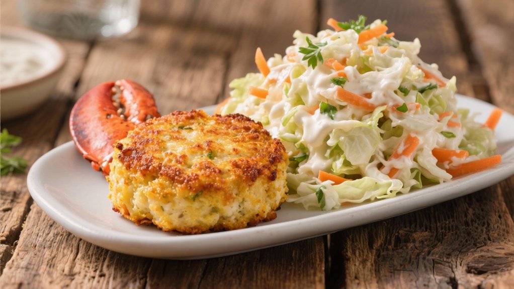 creamy coleslaw enhances seafood