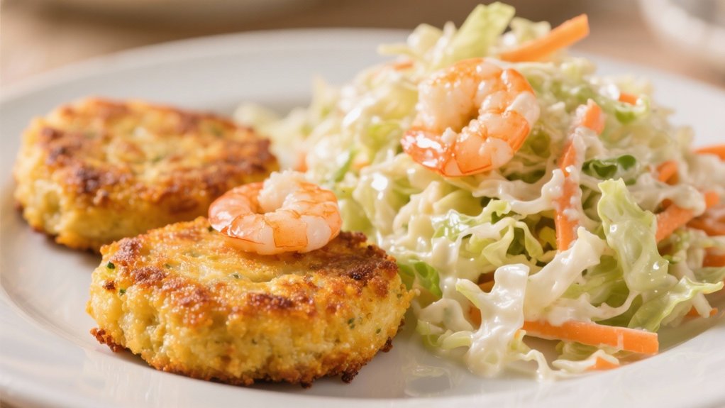 creamy coleslaw enhances shrimp