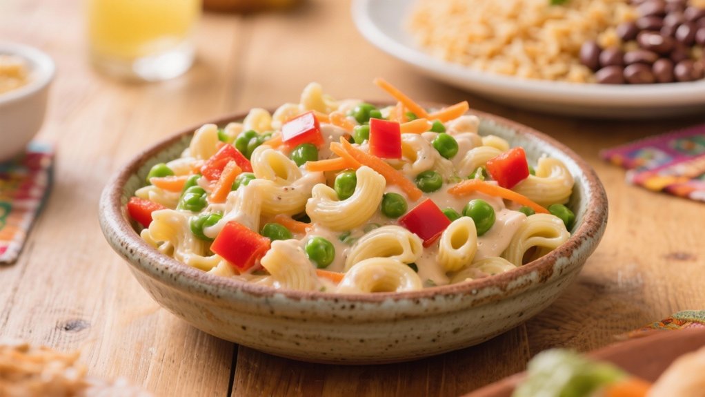 creamy colorful pasta salad