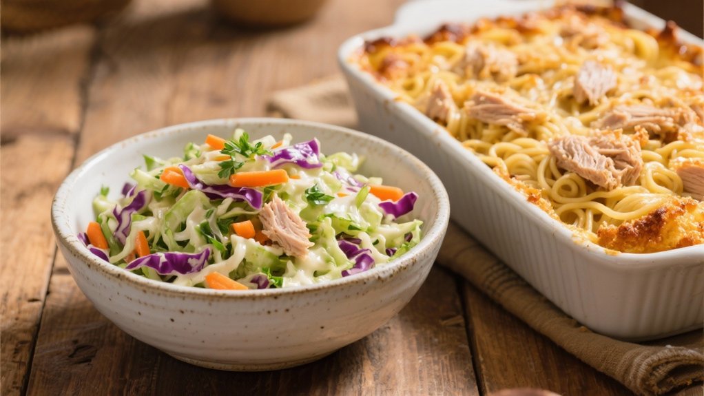 creamy crunchy coleslaw contrast
