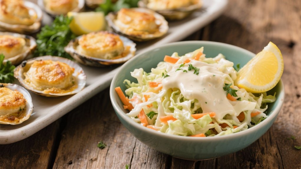 creamy crunchy coleslaw contrast