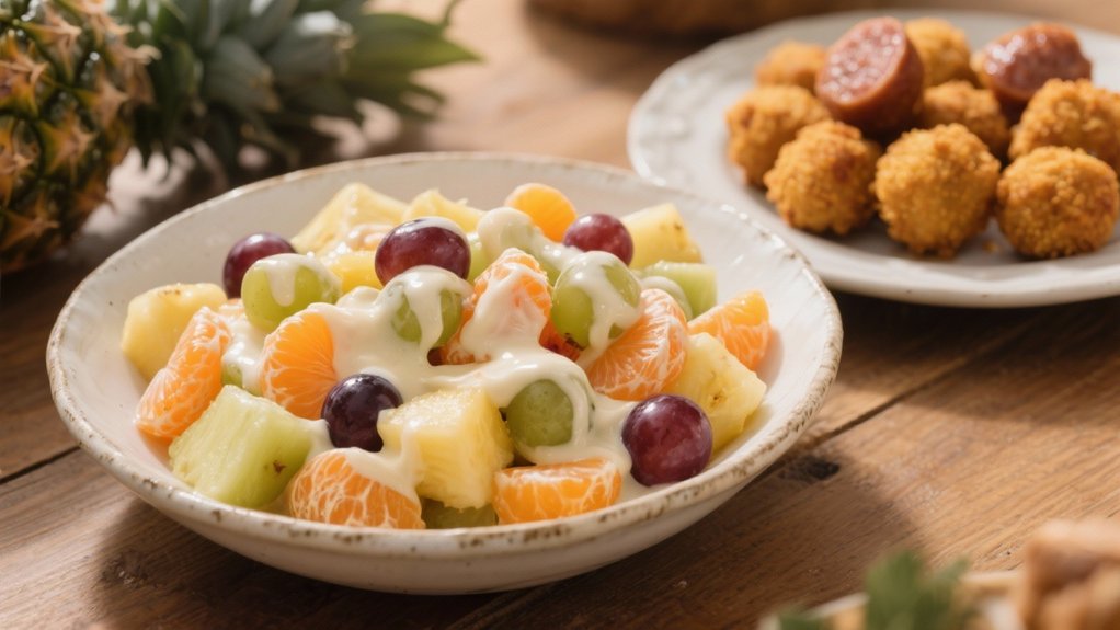creamy fruit salad contrast