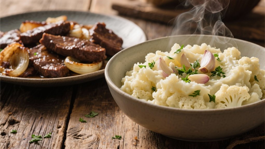 creamy garlic cauliflower mash