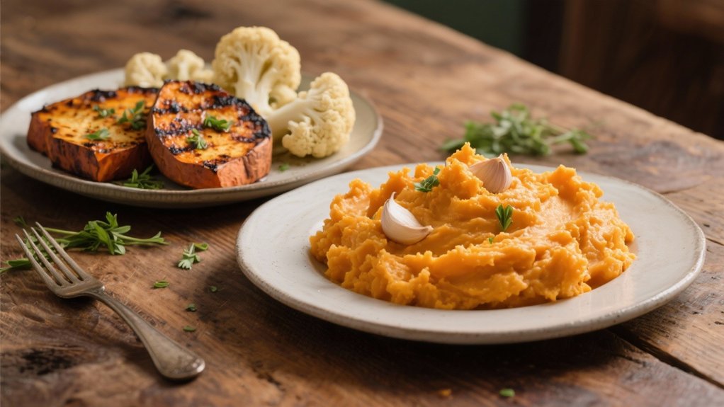 creamy garlic sweet potatoes