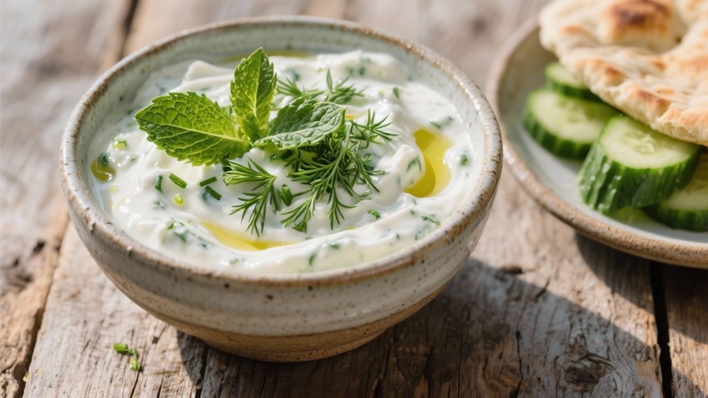 creamy herb infused cucumber dip