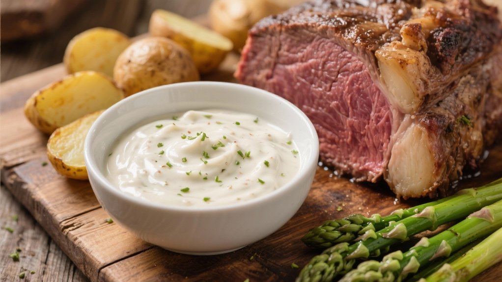 creamy horseradish enhances prime rib