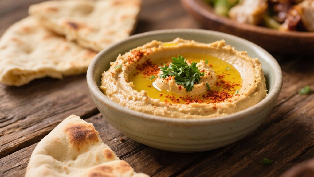 creamy hummus with pita