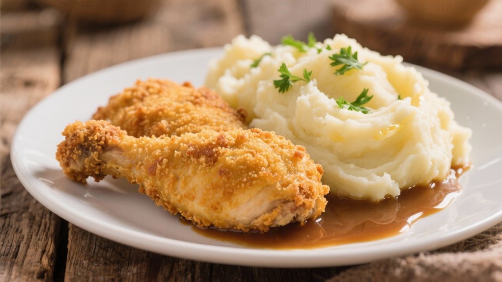 creamy mash complements crispy chicken