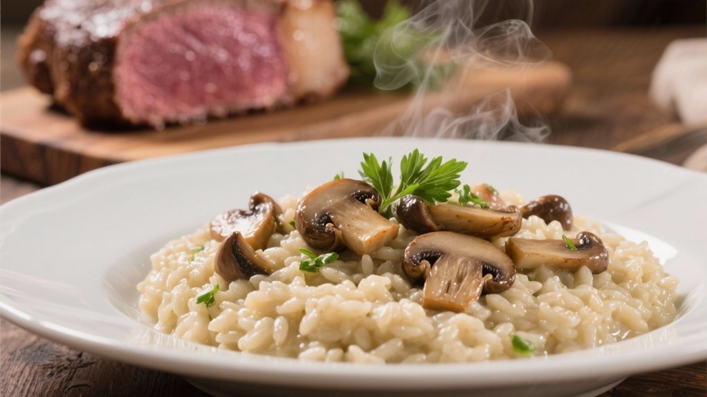 creamy mushroom risotto preparation