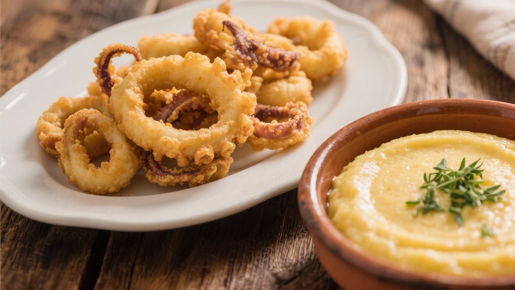 creamy polenta complements calamari