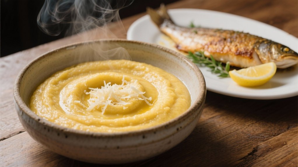 creamy polenta complements walleye