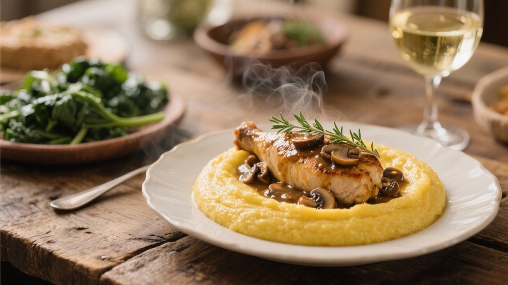 creamy polenta enhances marsala