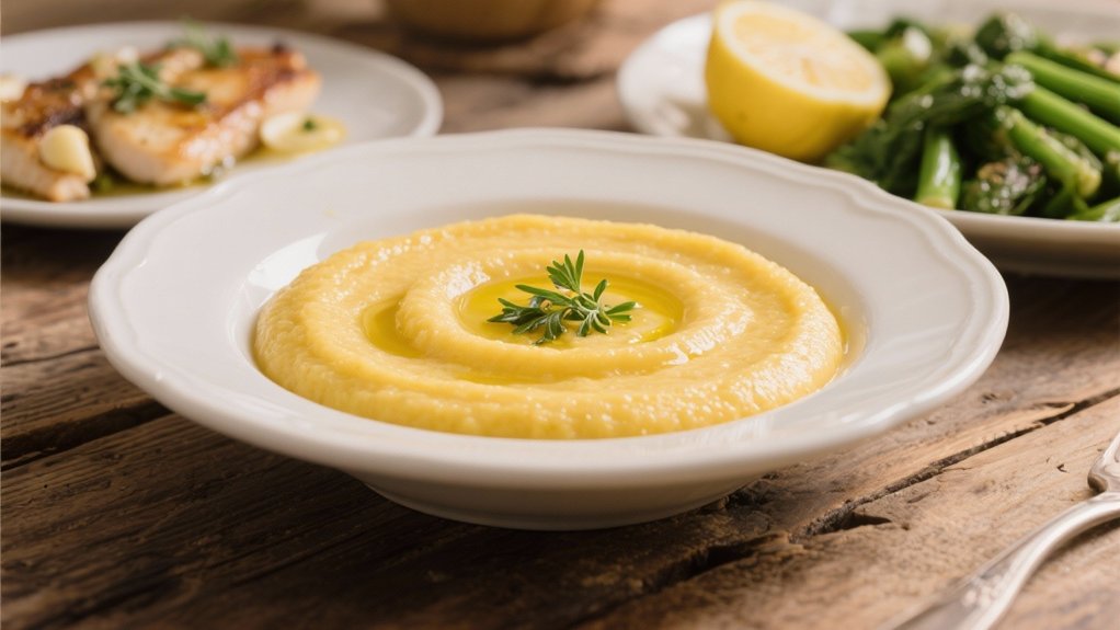creamy polenta enhances piccata