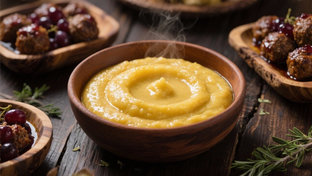creamy polenta with meatballs