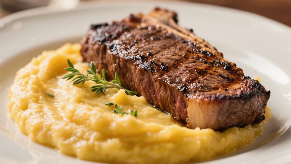creamy polenta with steak