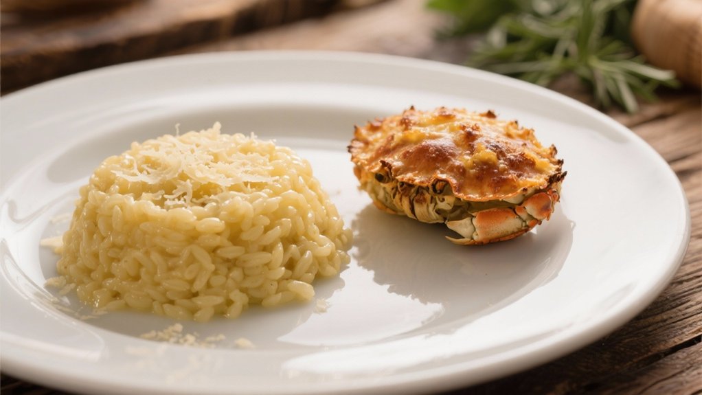 creamy risotto complements crab