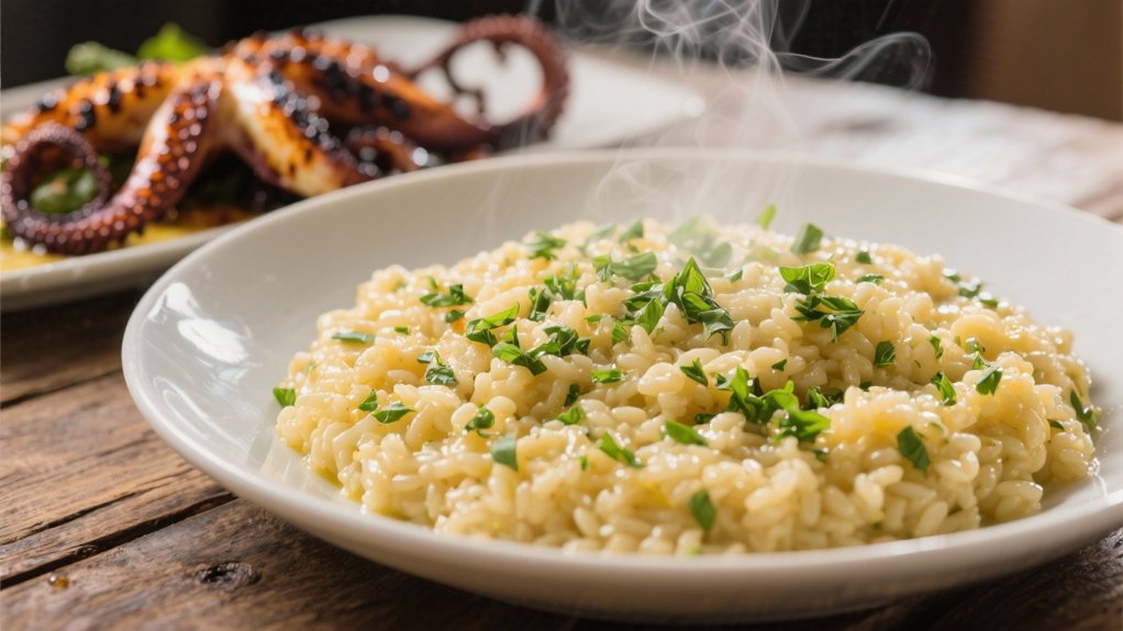 creamy risotto complements seafood