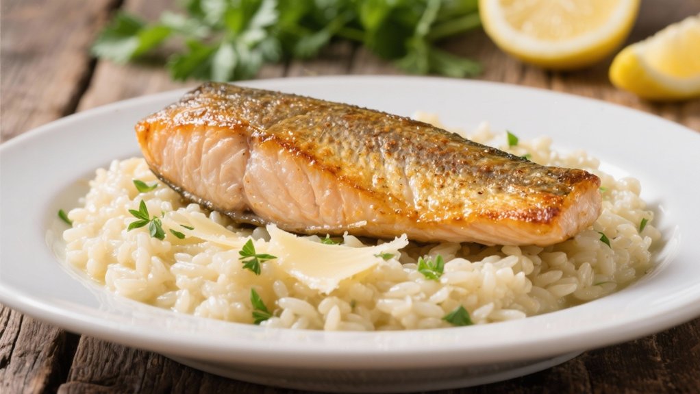 creamy risotto complements trout