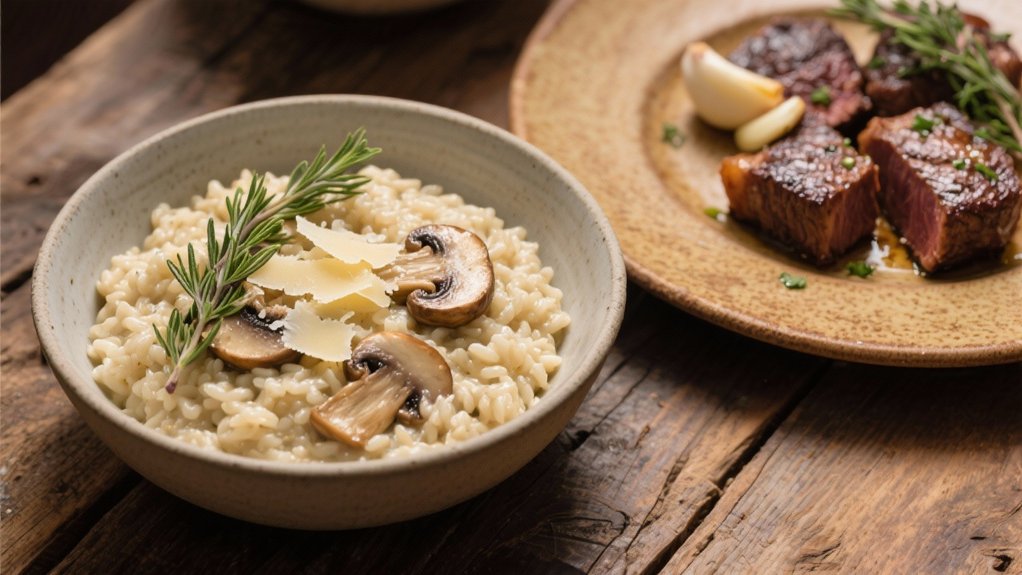 creamy risotto enhances steak