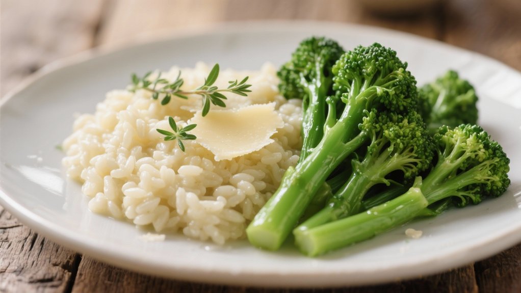 creamy risotto with broccolini