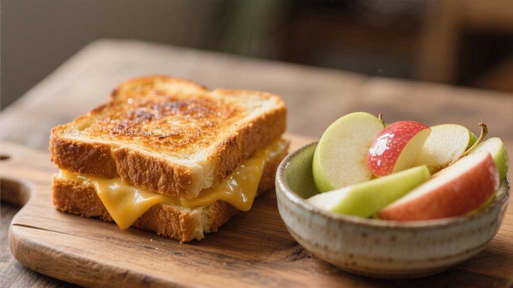 crisp apple slices complement cheese
