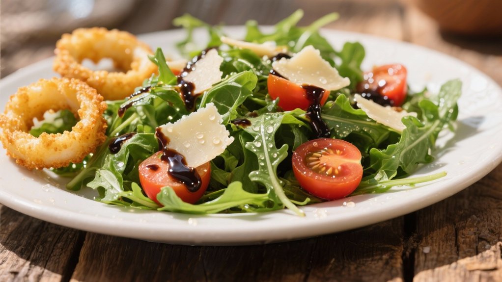 crisp arugula salad contrast