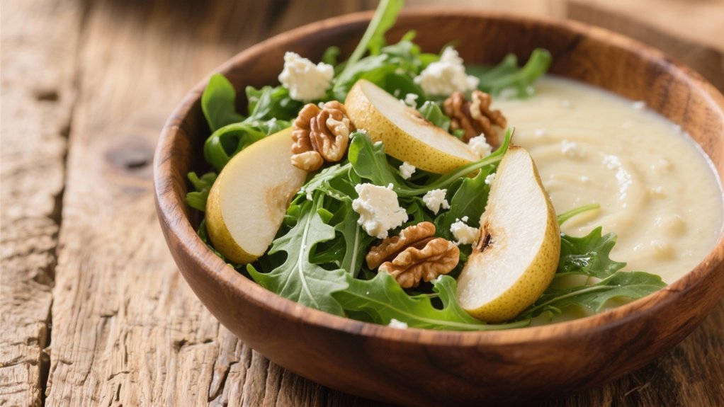 crisp arugula sweet pears
