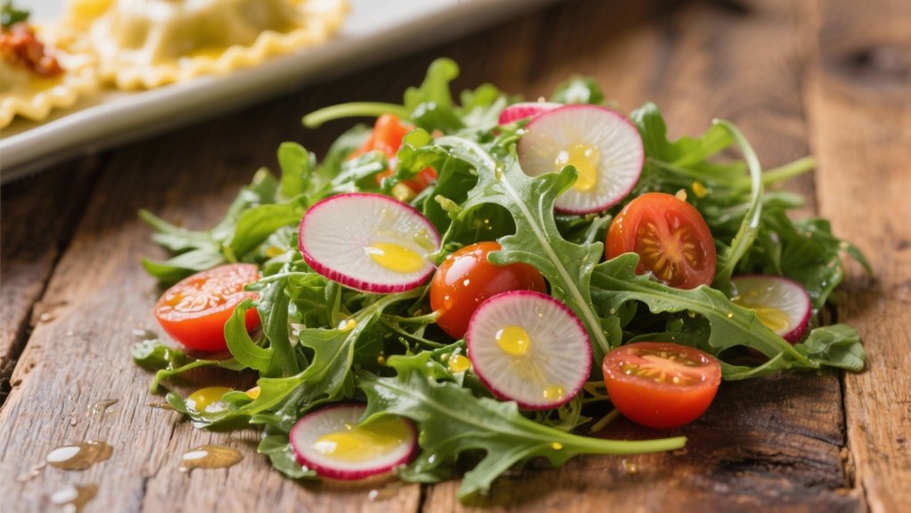 crisp arugula with lemon vinaigrette
