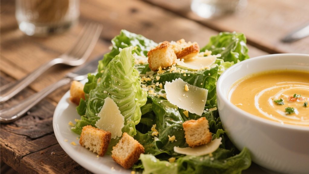 crisp caesar salad contrast