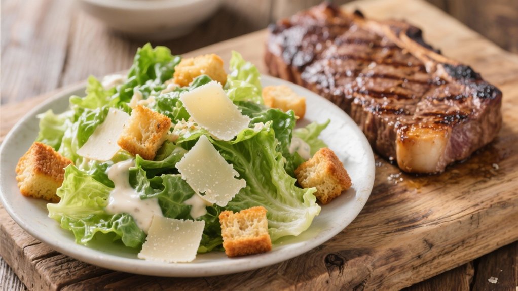 crisp caesar salad contrast