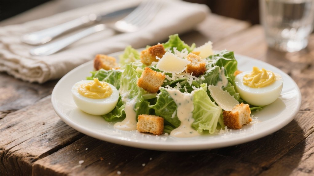 crisp caesar salad contrast